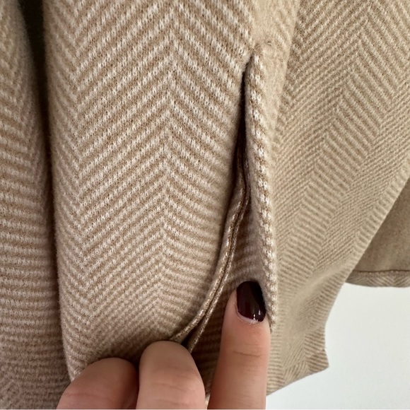 Khaki Tan Long Winter Blazer Cardigan Size Large - Picture 4 of 6